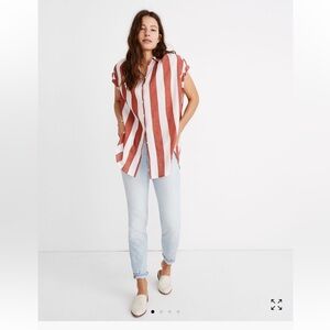 Madewell Central Tunic Shirt in Cara Stripe-med